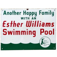 Vintage Esther Williams Swimming Pool Porcelain Enameled Sign