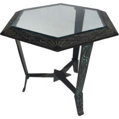 Art Deco Iron and Glass Occasional Table