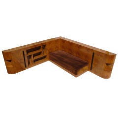 Burled Elm Sofa / Cabinet Unit by Maison Desny