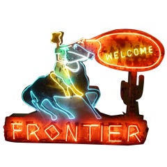 Vintage Fantastic Frontier Hotel Animated Neon Sign