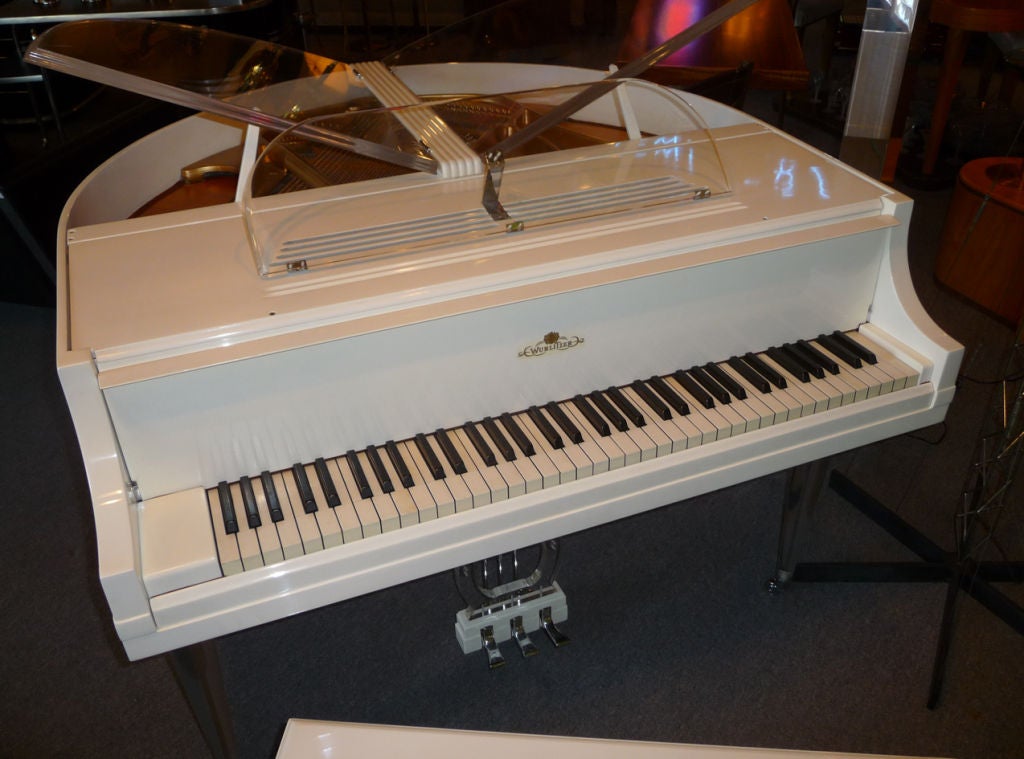 American Wurlitzer Petite Butterfly Baby Grand - Lucite & White Lacquer