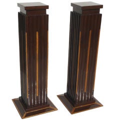 Pair of Classical Art Deco Pedestals in Rosewood and Maple