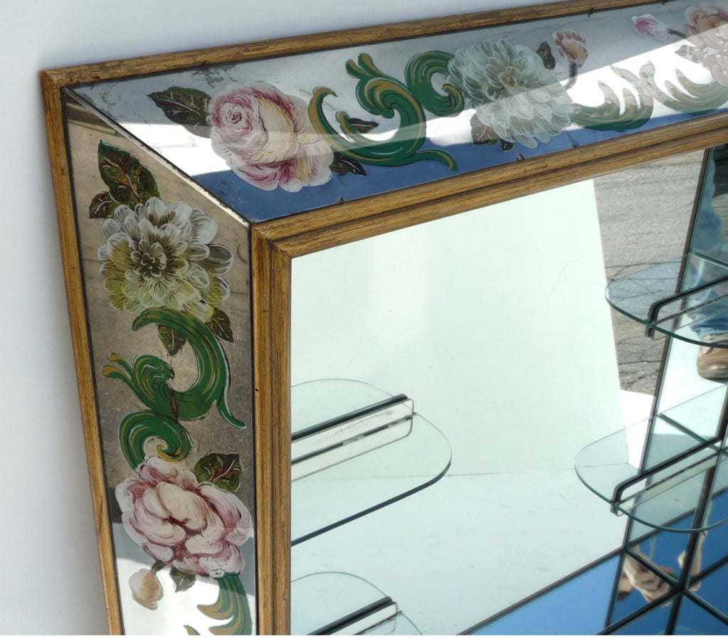 Mid-20th Century Reverse Painted Eglomise Shadow Box Mirror