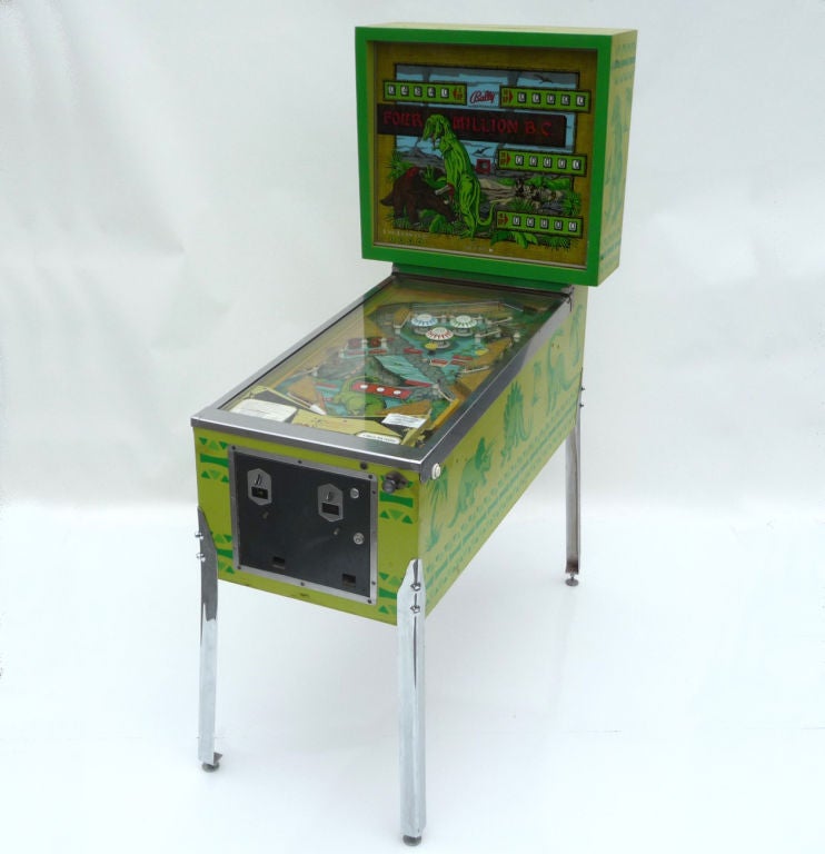 Bright, bold graphics and pinball excitement combine to make this game a winner! Four players can play together, battling dinosaurs and prehistoric elements. The game came from a private collection, where it was well cared for, and not 