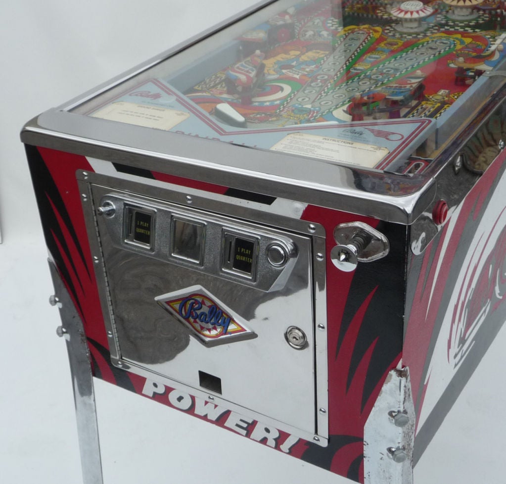 Great graphics and many new pinball features make this a super exciting game. Four players can play at one time on this race car themed machine. You can score up to 175,000 points on one ball alone! The game is in excellent original condition, and