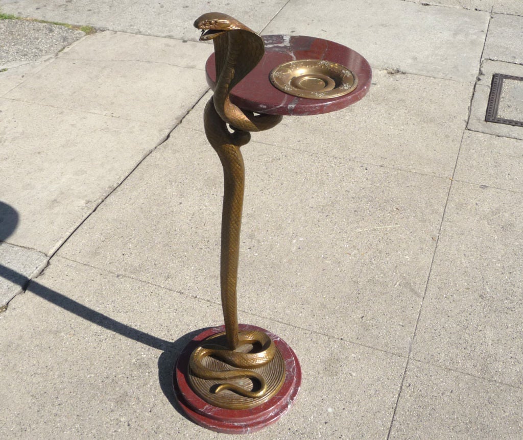 Bronze and Marble Side Table after Edgar Brandt