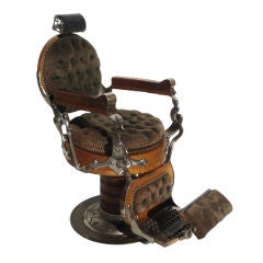 Antique Turn Of Century Oak Barber Chair by E. Berninghaus