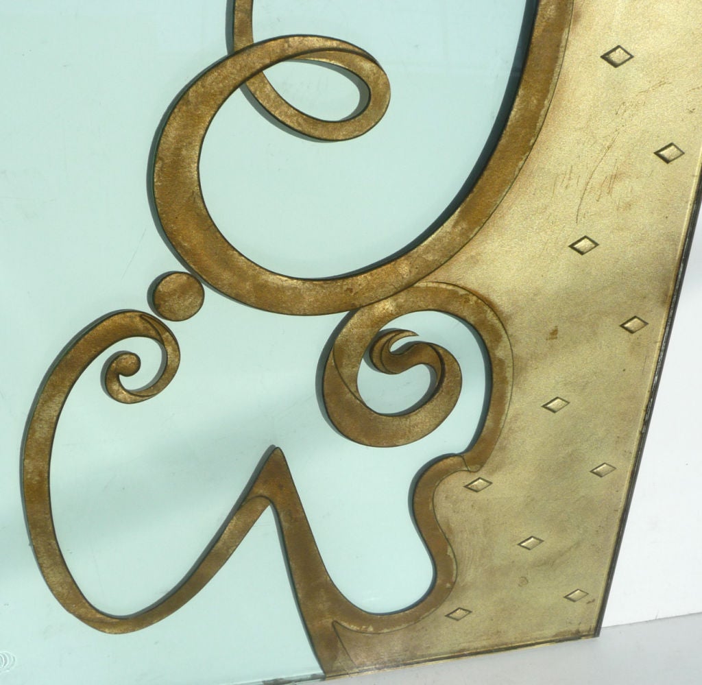 Phenomenal Architectural Etched and Gilded Glass Panels For Sale 4
