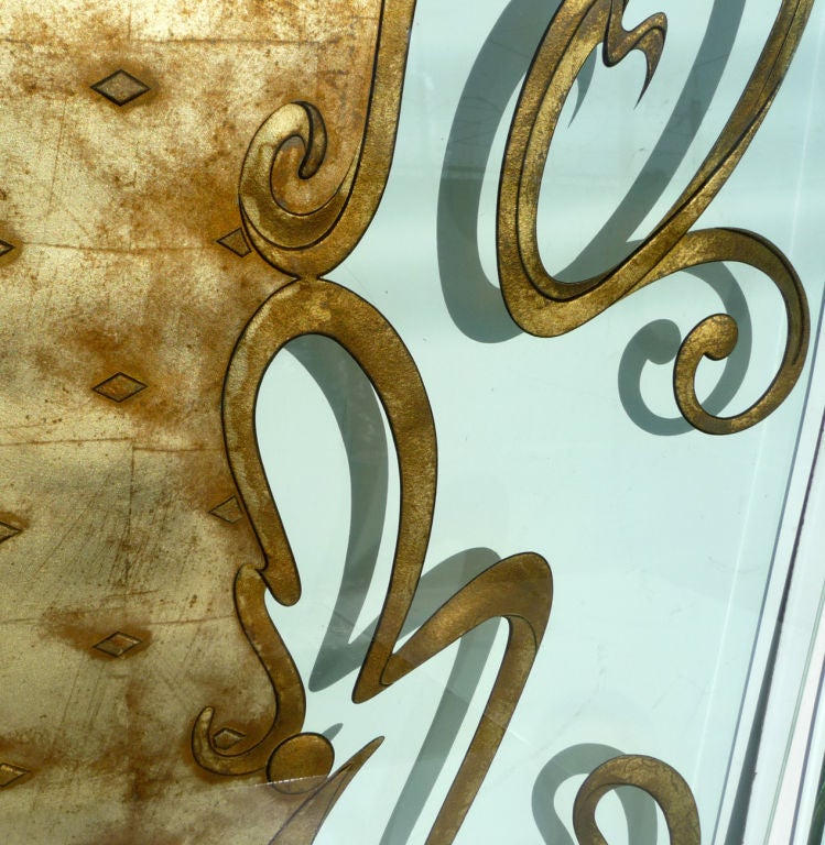 Phenomenal Architectural Etched and Gilded Glass Panels For Sale 3