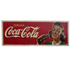 Vintage Coca Cola Oversized Advertisement on Masonite Board