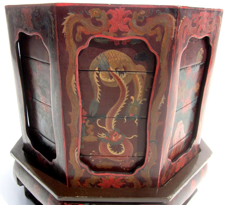 Painted Dragons Chinese Wedding Basket 1