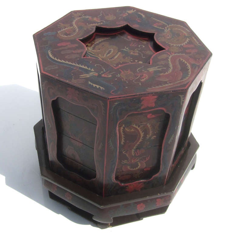 Painted Dragons Chinese Wedding Basket 2
