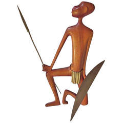 Karl Hagenauer Carved Wooden African Warrior
