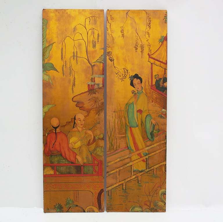 Mid-20th Century Painted Chinese Panel with Hollywood Pedigree