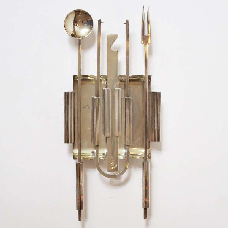 Italian Mid Century Silver Cocktail Tool Set