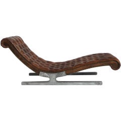 "Chesterfield Modern" Leather and Aluminum Chaise