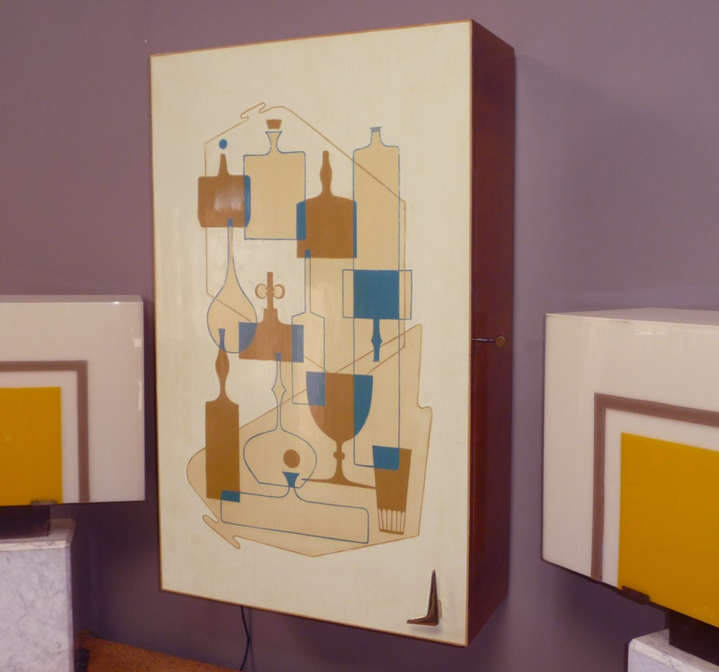 Italian Stylized Wall Mounted Cocktail Cabinet