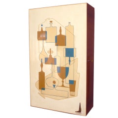 Retro Italian Stylized Wall Mounted Cocktail Cabinet