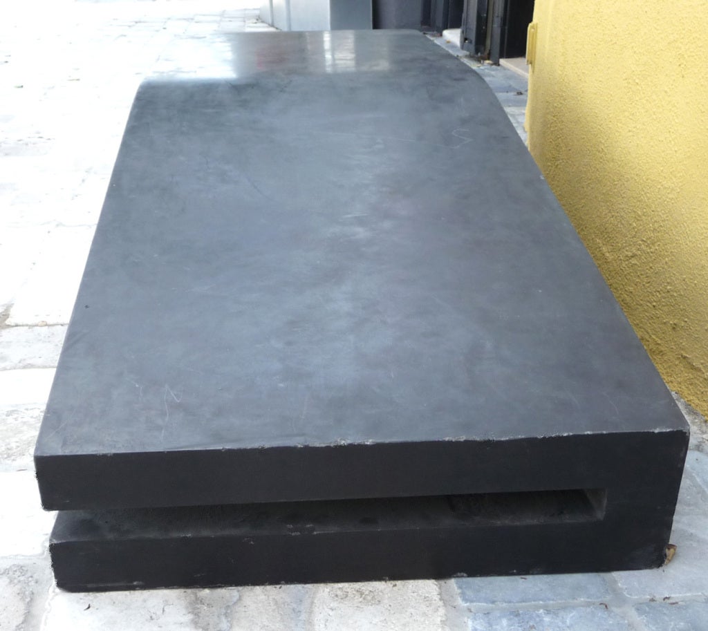 black concrete bench