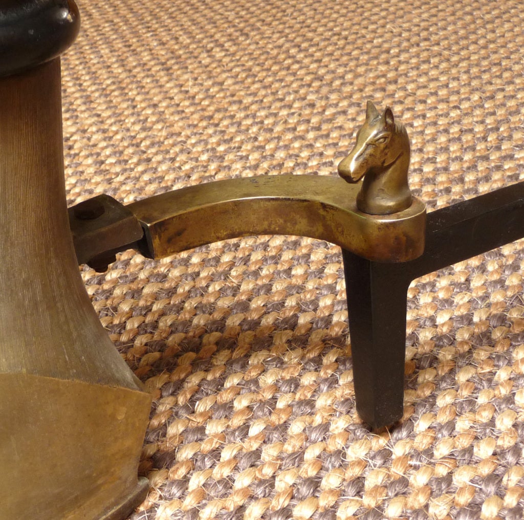 Equestrian Themed Andirons and Fireplace Tool Set at 1stdibs