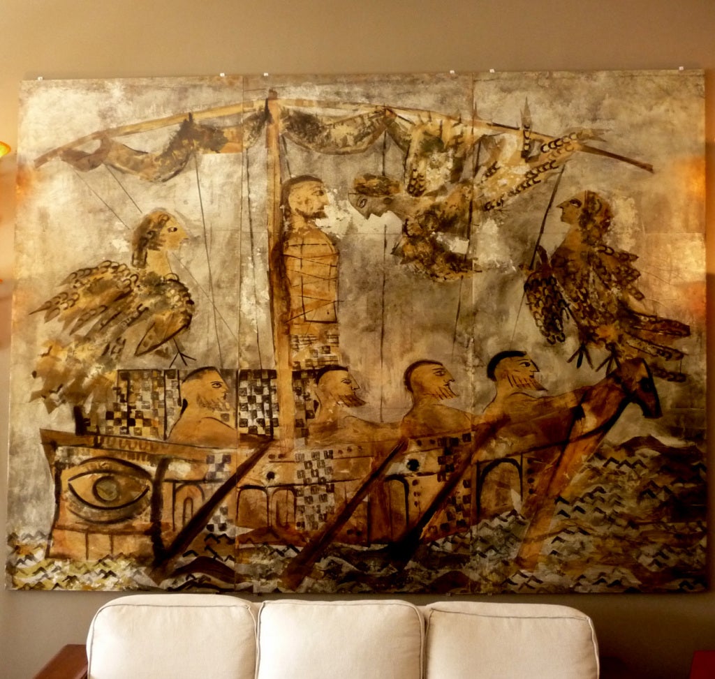 Painted Mural by Emanuele Luzzati for Stella Maris Ocean Liner