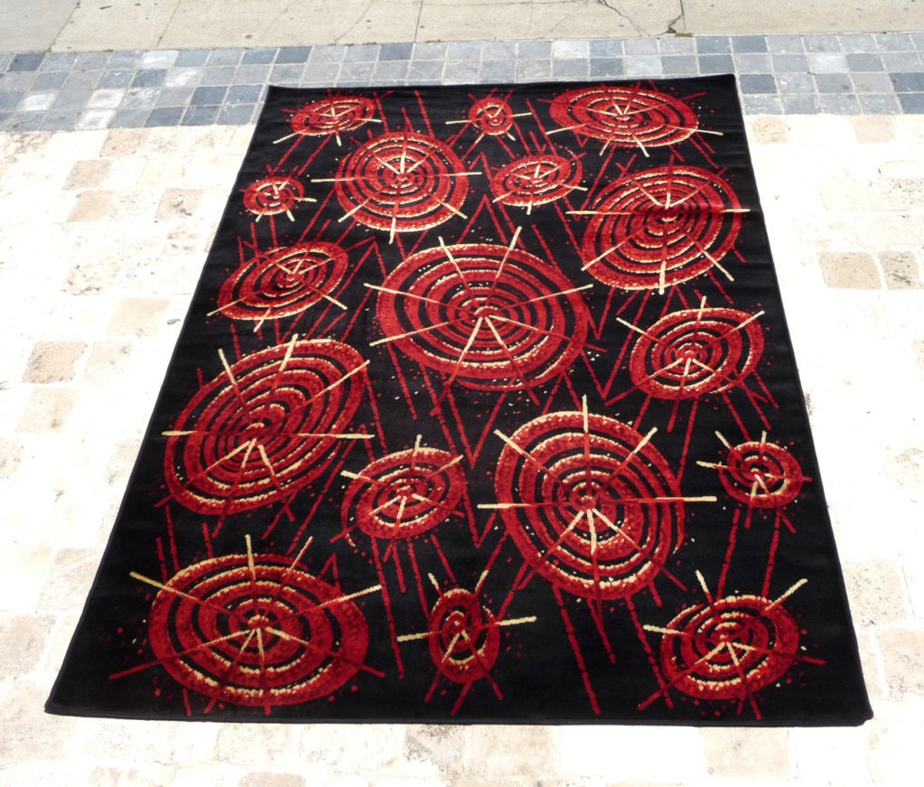 Mid Century Atomic Pinwheel Design Rug
