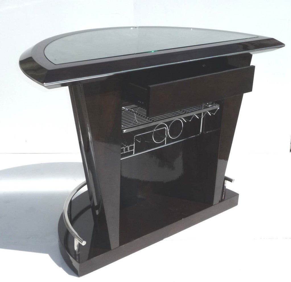 Chrome Art Deco Style Free Standing Bar