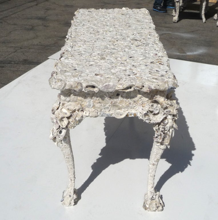 Mid-20th Century Seashell Encrusted Grotto Desk in the Manner of Tony Duquette