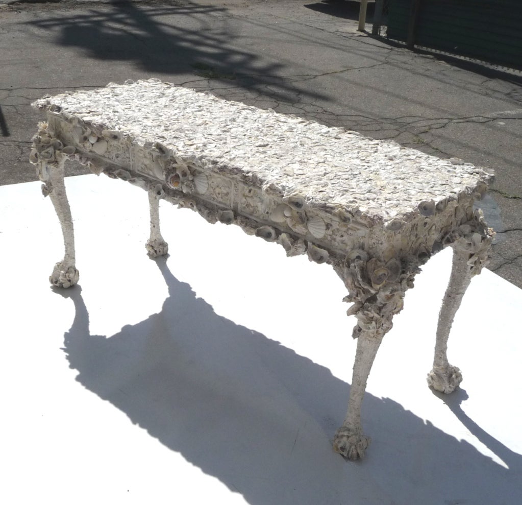 Seashell Encrusted Grotto Desk in the Manner of Tony Duquette 1