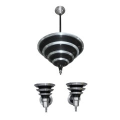 Art Deco Chandelier with Matching Wall Sconces