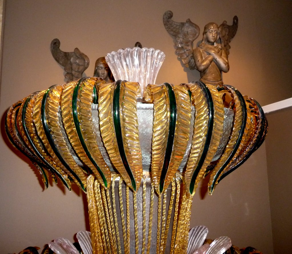 Mid-20th Century Monumental Murano Glass Three Tiered Fountain For Sale