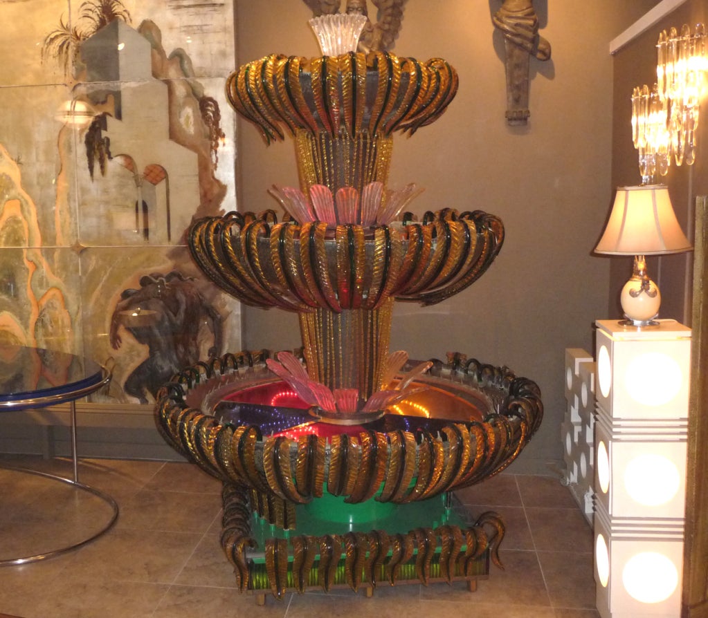 Monumental Murano Glass Three Tiered Fountain For Sale 1
