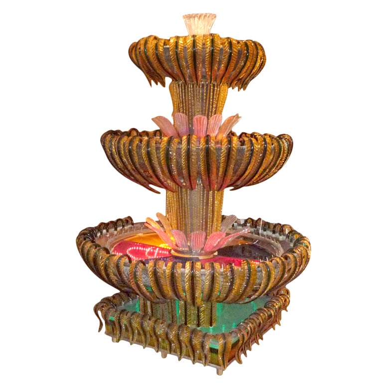 Monumental Murano Glass Three Tiered Fountain For Sale