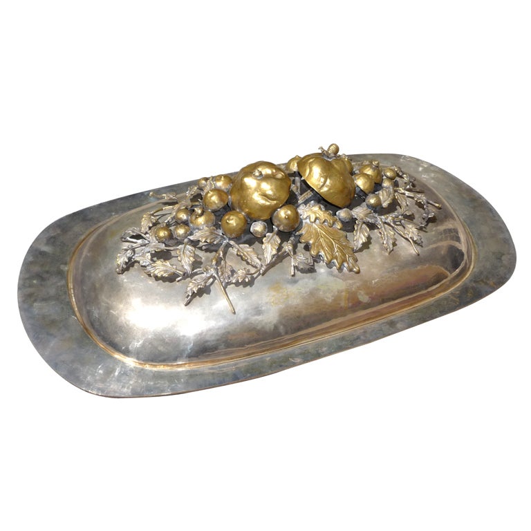 Hammered Covered Serving Platter by Franco Lafini at 1stDibs
