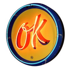 Vintage OK Chevrolet Neon and Porcelain Advertising Sign