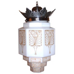 Vintage Art Deco Stenciled "Wedding Cake" Hanging Lamp