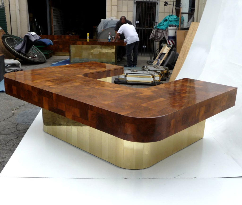 Monumental Signed Paul Evans Cityscape Executive Desk