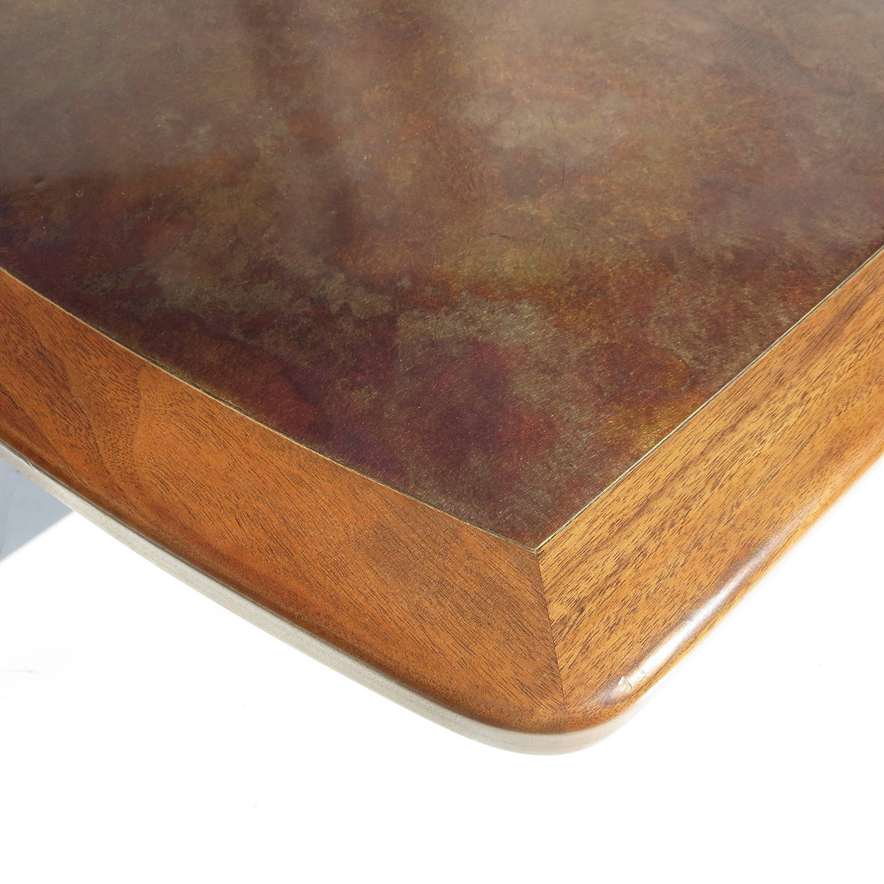 Walnut, Bronze and Acid Etched Copper Dining Table by Harry Lundstead In Good Condition In North Hollywood, CA