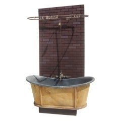 Antique Fantastic French Metal Bathtub and Shower