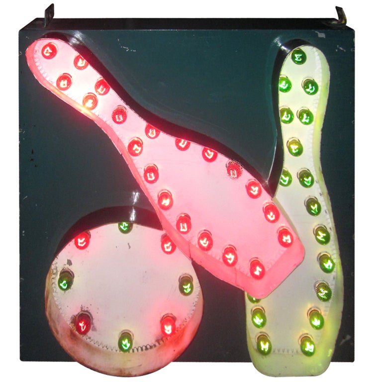 Metal Double Sided Lighted Bowling Sign