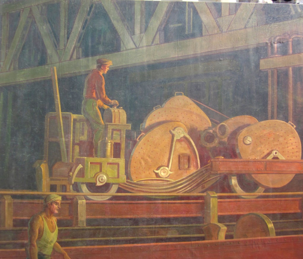 Important Large WPA Styled Mural by Louis Frederick Grell 2
