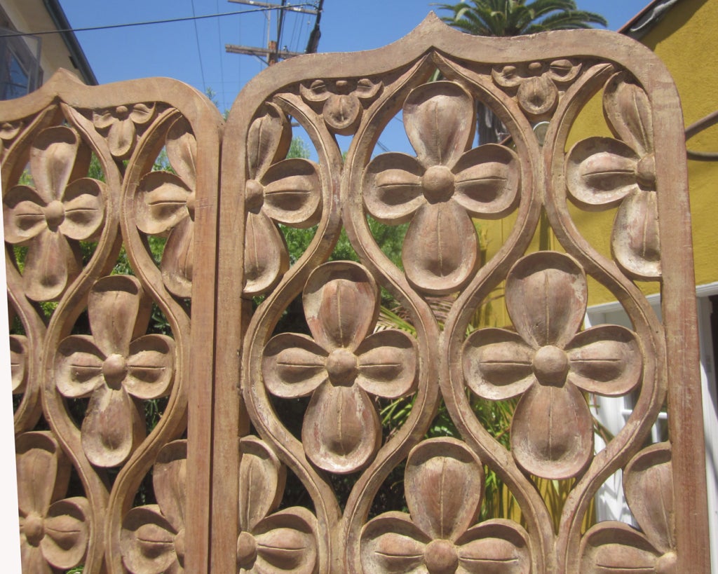 Asian Influenced Carved Mahogany Screen For Sale 1