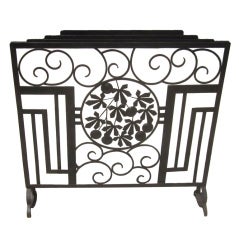 Art Deco Hammered Iron Fire Screen