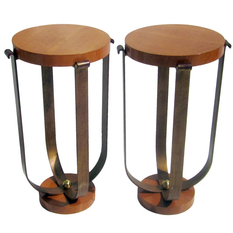Pair of Art Deco Style Pedestal End Tables