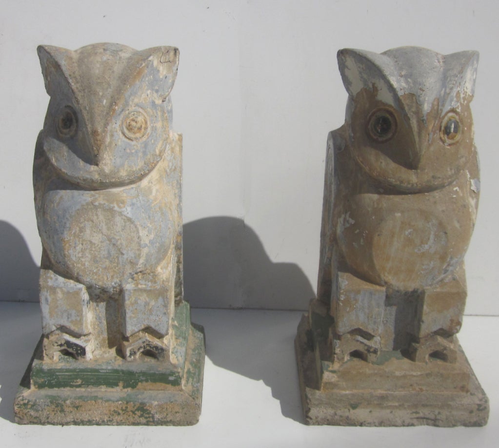 Architectural Concrete Owls from Jayne Mansfield Estate