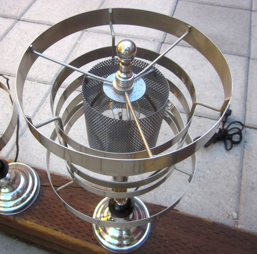 French Pair of Machine Age Table Lamps