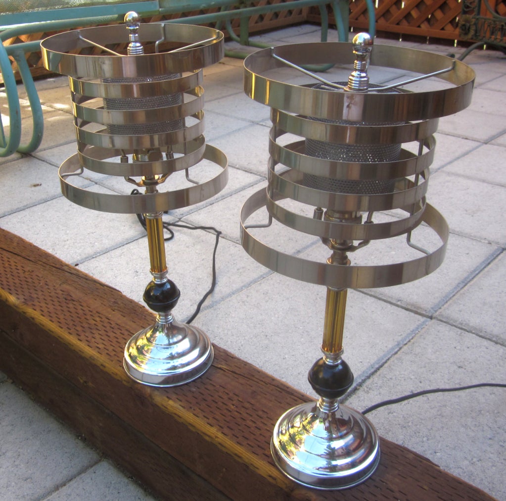 Mid-20th Century Pair of Machine Age Table Lamps