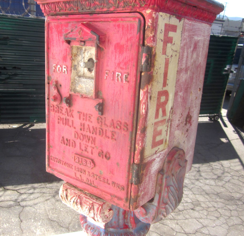 Cast Iron Police and Fire Call Box In Distressed Condition In North Hollywood, CA