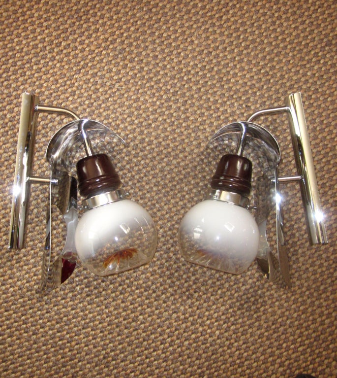 Mid-20th Century Murano Glass Sconces Pair by Mazzega