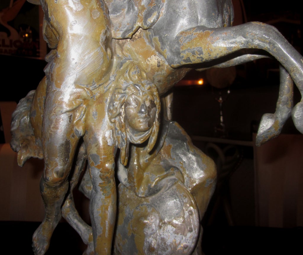 French Perseus and Pegasus Lamp by Emile-Louis Picault For Sale